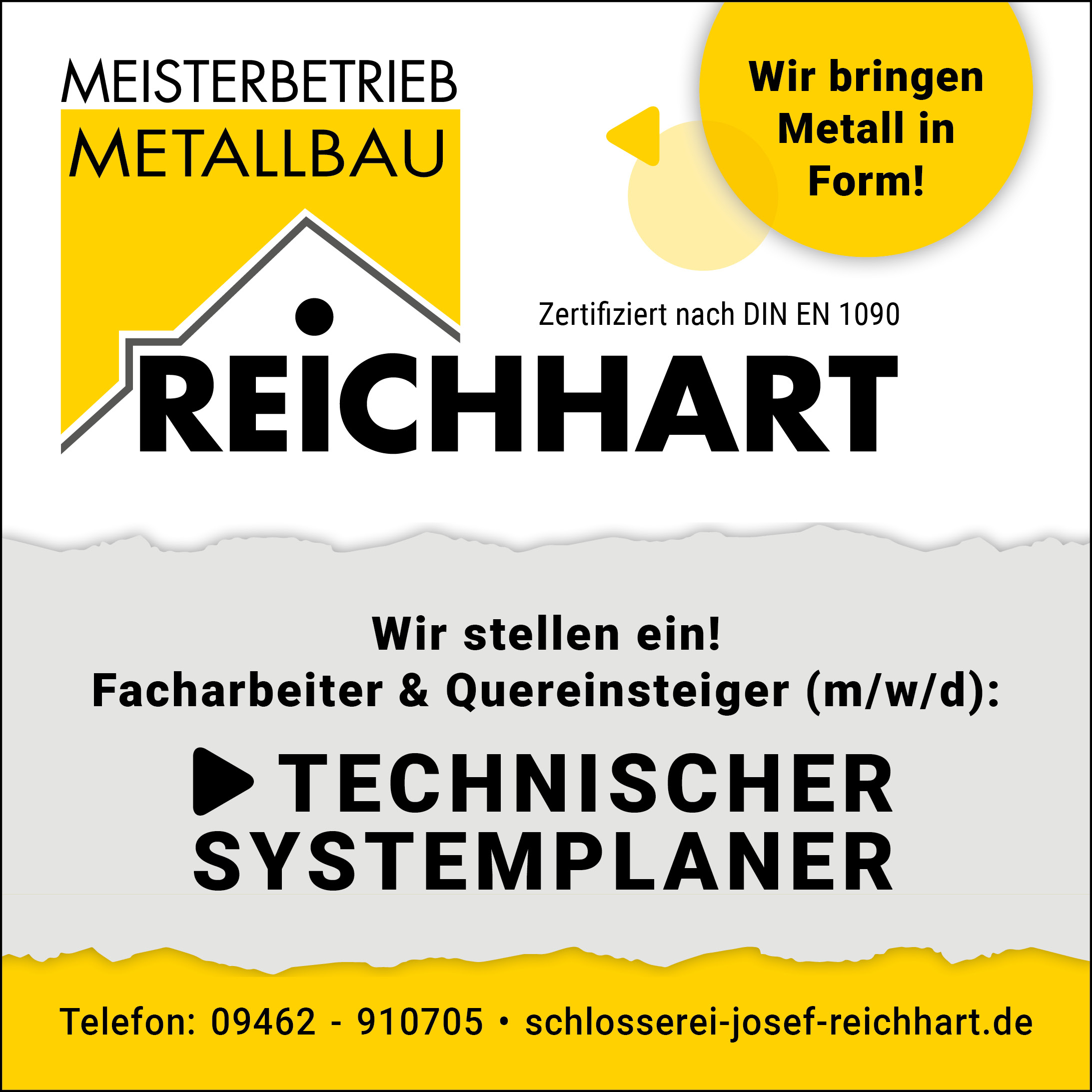 Karriere bei Schlosserei Josef Reichhart als Metallbauer